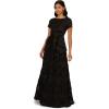 Adrianna Papell Women’s Soutache Floral Combo Gown(Black)
