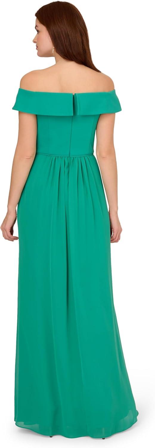 imageAdrianna Papell Womens Crepe Chiffon GownBotanic Green