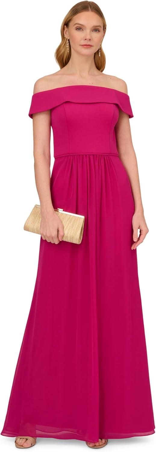 imageAdrianna Papell Womens Crepe Chiffon GownBright Magenta