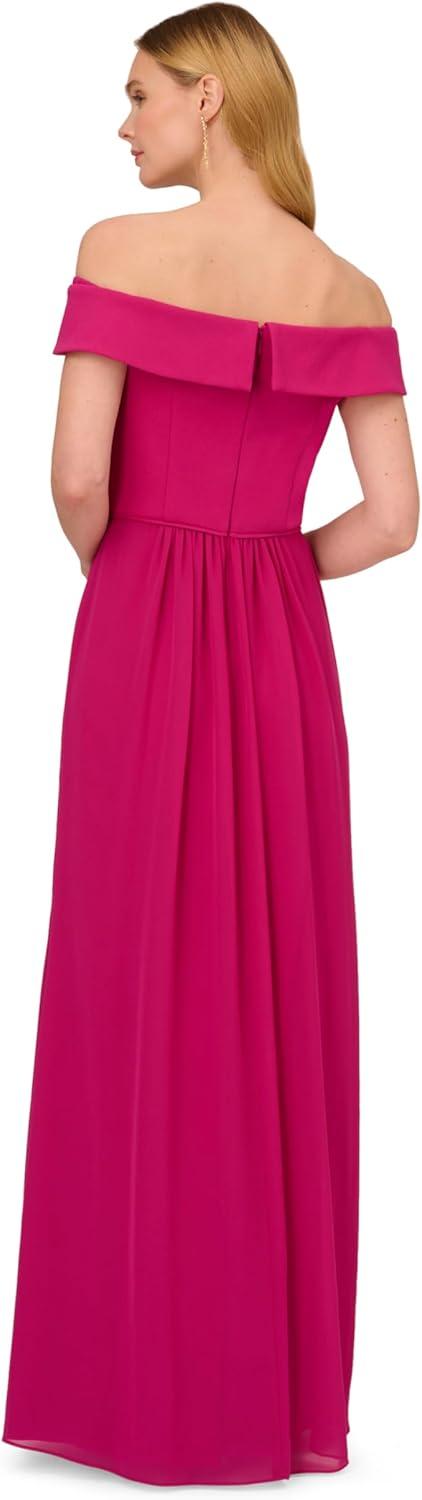 imageAdrianna Papell Womens Crepe Chiffon GownBright Magenta
