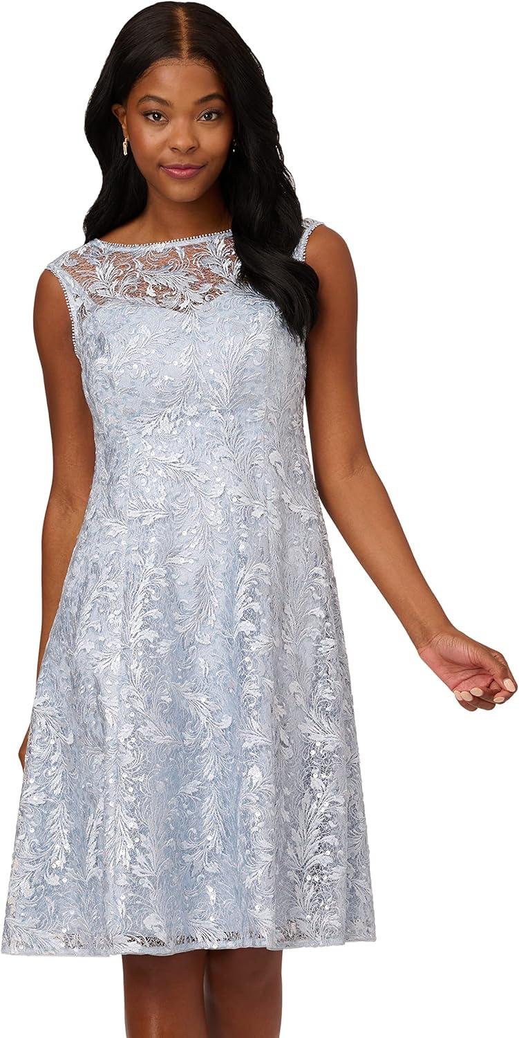 imageAdrianna Papell Womens Embroidered Midi Cocktail DressSkyway