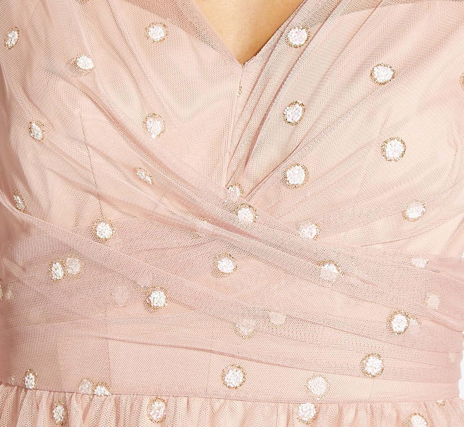 imageAdrianna Papell Womens Glitter Tulle DressMellow Blush