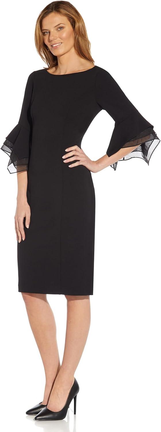 imageAdrianna Papell Womens Knit Crepe Tiered Sleeve DressBlack