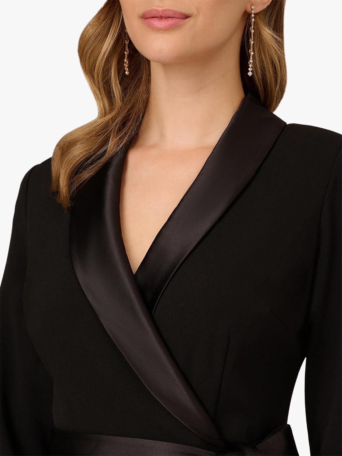 imageAdrianna Papell Womens Knit Crepe Tuxedo Wrap DressBlack
