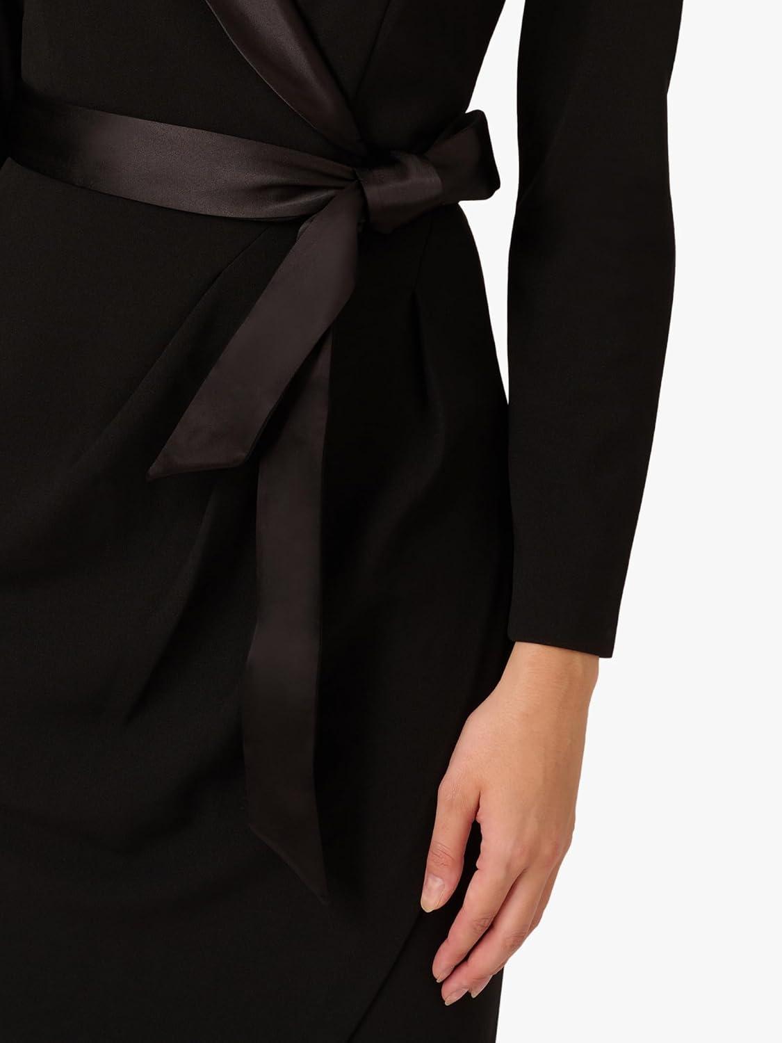 imageAdrianna Papell Womens Knit Crepe Tuxedo Wrap DressBlack