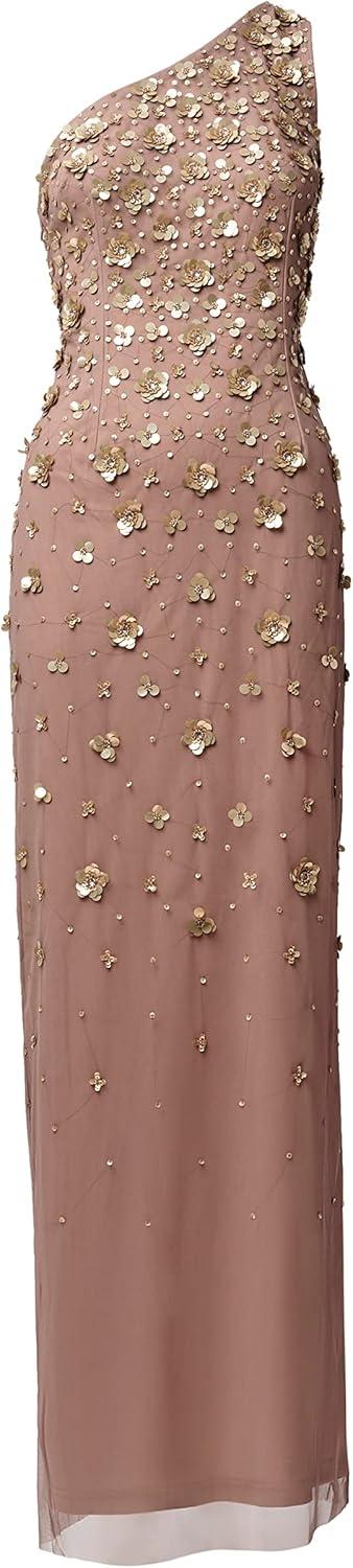 imageAdrianna Papell Womens One Shoulder Beaded DressStone