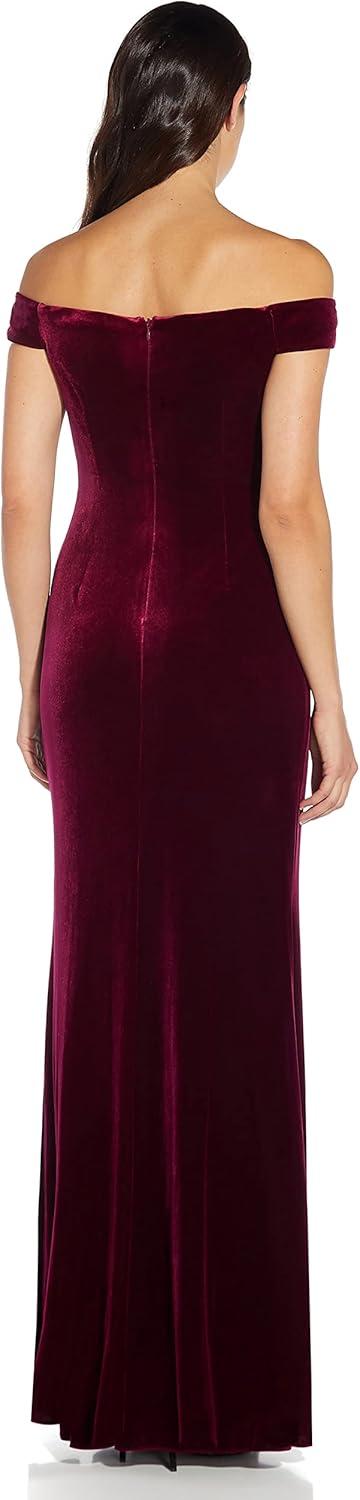 imageAdrianna Papell Womens Stretch Velvet DressBurgundy