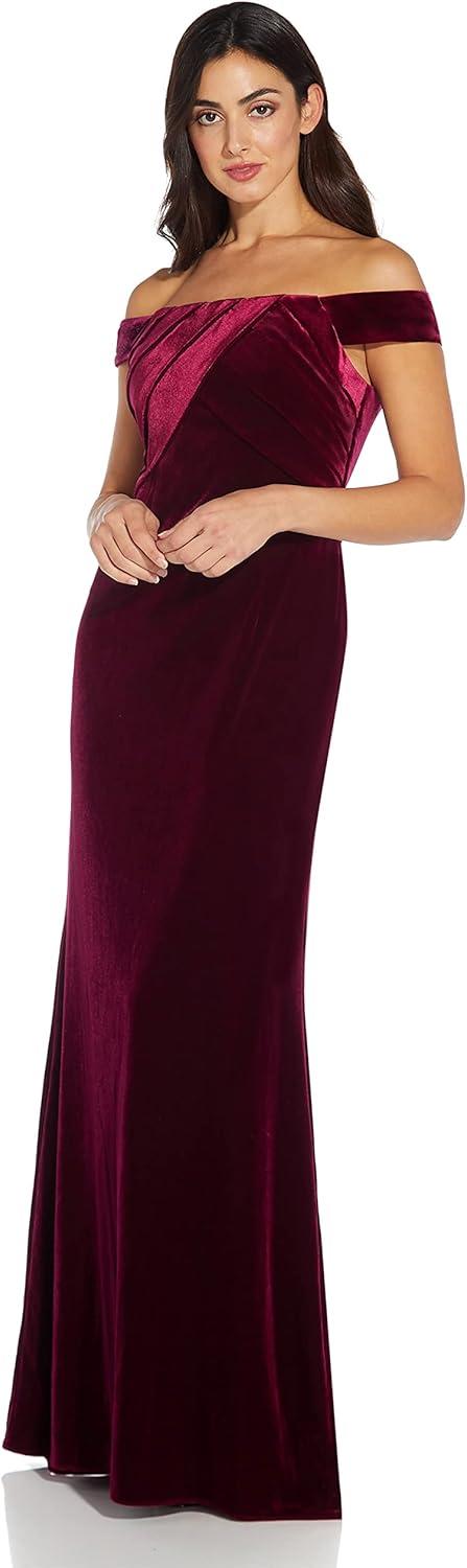 imageAdrianna Papell Womens Stretch Velvet DressBurgundy