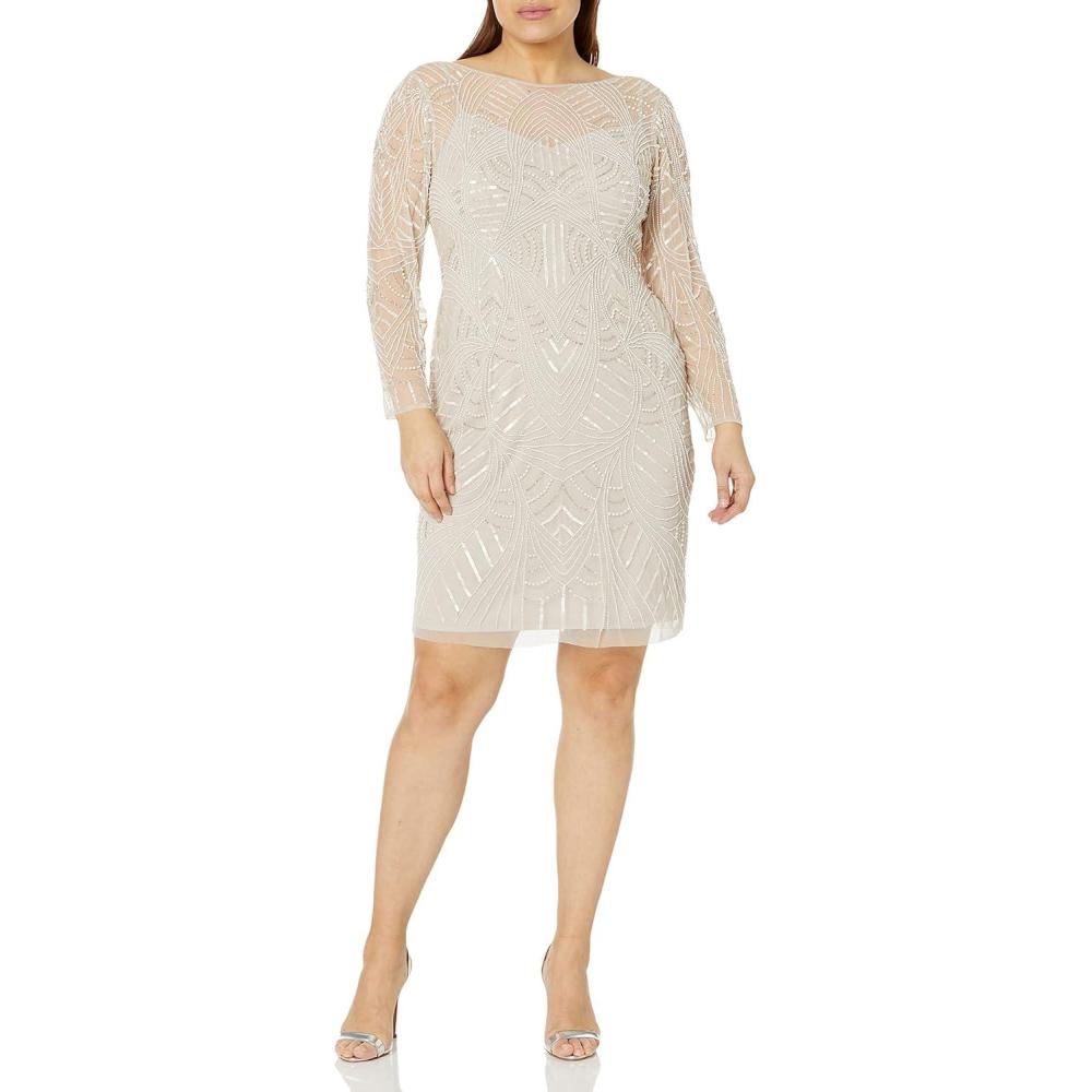 imageAdrianna Papell Womens Beaded Cocktail DressBiscotti