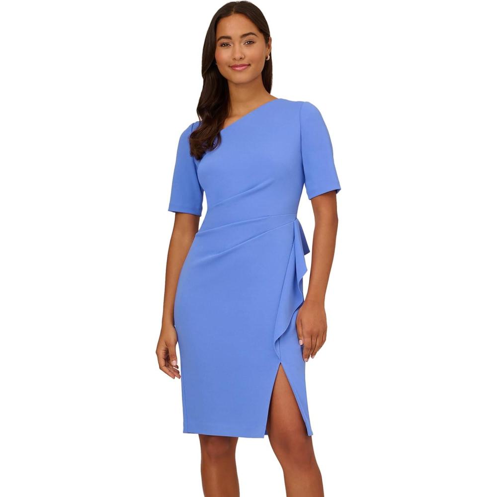 imageAdrianna Papell Womens Draped Knit Crepe DressPrecious Peri