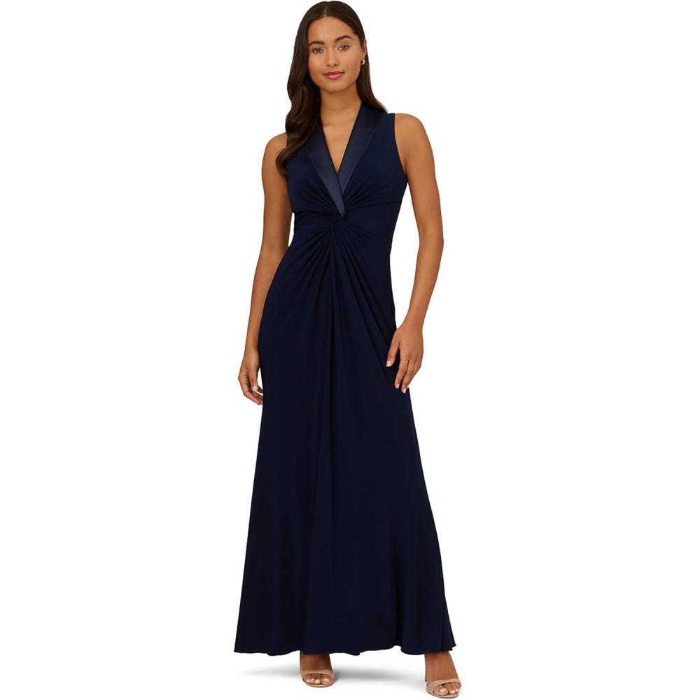 imageAdrianna Papell Womens Jersey Tuxedo GownMidnight