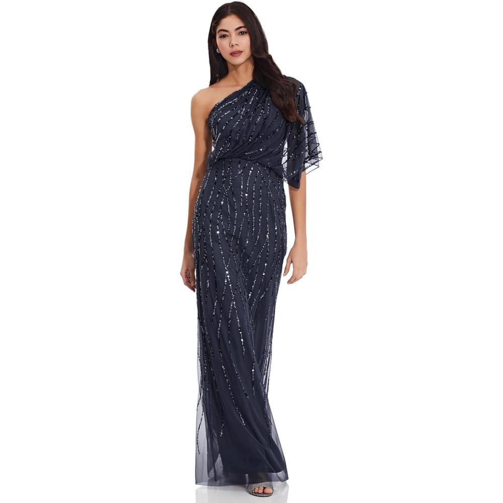 imageAdrianna Papell Womens Long Beaded DressDusty Navy