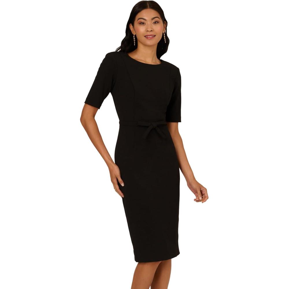 imageAdrianna Papell Womens Mini Bow Front Sheath DressBlack