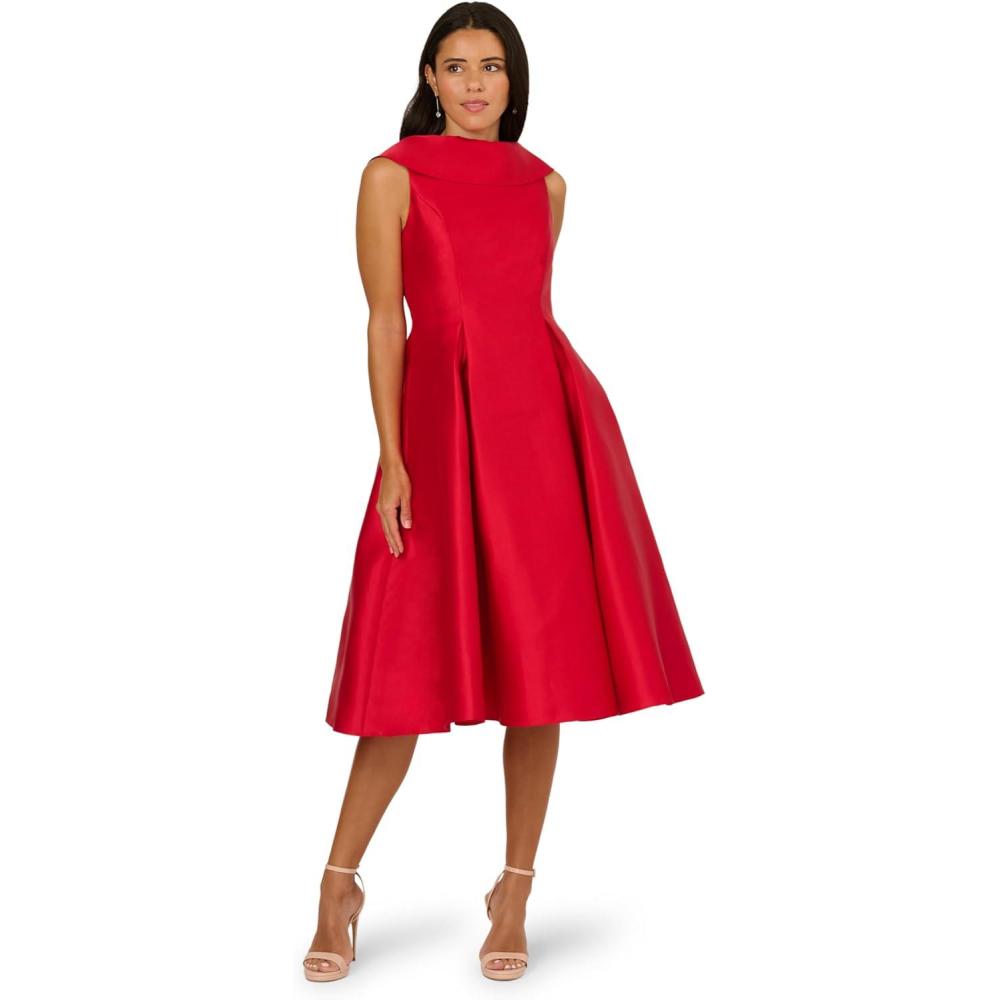 imageAdrianna Papell Womens Roll Neck Mikado DressRed