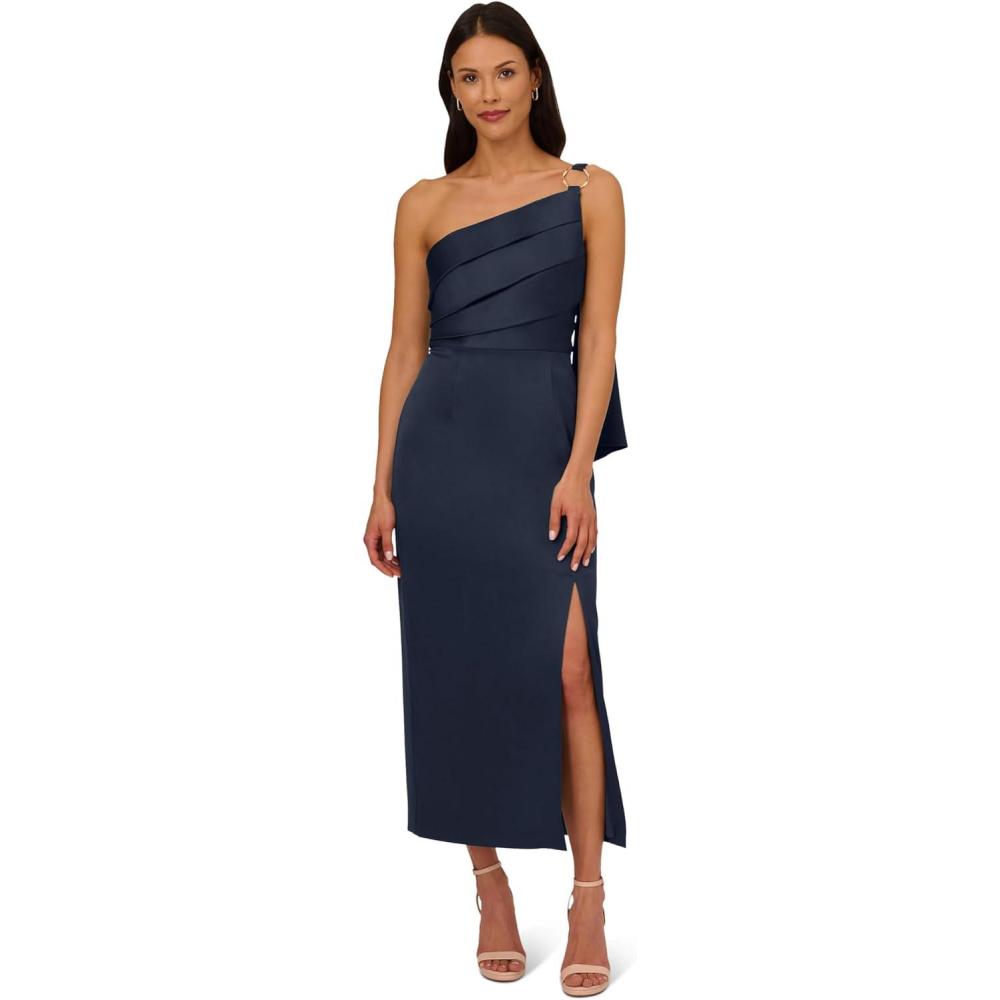 imageAdrianna Papell Womens Satin Crepe DressDark Navy