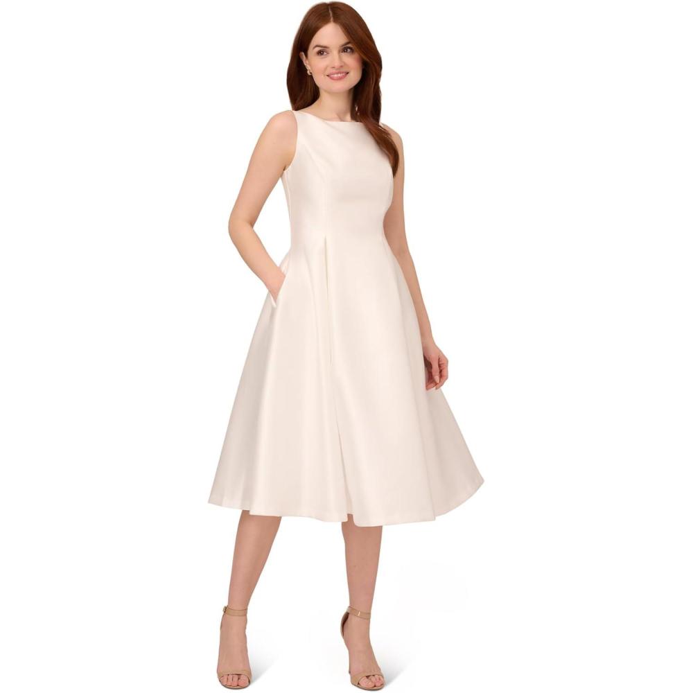 imageAdrianna Papell Womens Sleeveless Tea Length Dress Ivory 16