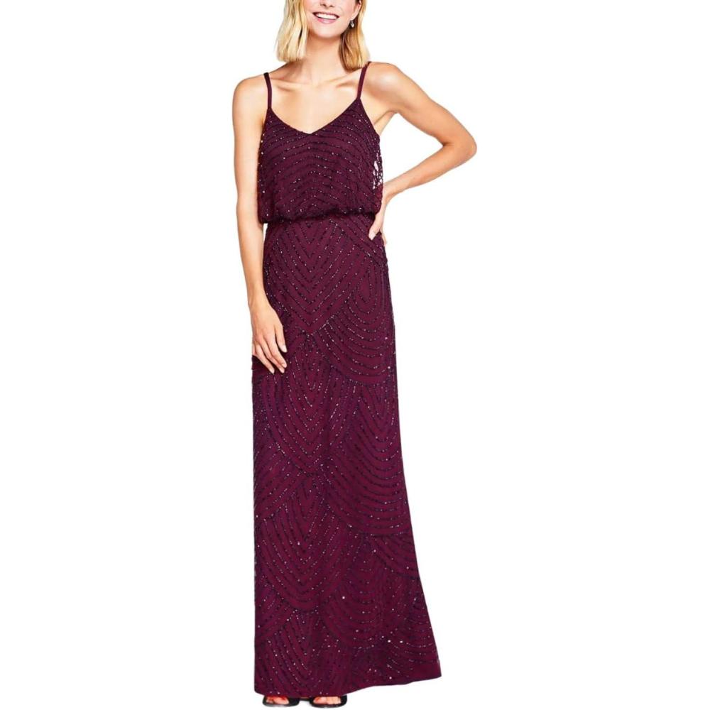 imageAdrianna Papell Womens Slvlss Blouson Beaded GwnCassis