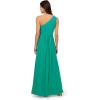 Adrianna Papell Floral Print Chiffon Gown with One Shoulder Neckline(Botanic Green)