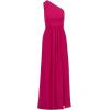 Adrianna Papell Floral Print Chiffon Gown with One Shoulder Neckline(Bright Magenta)