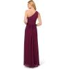 Adrianna Papell Floral Print Chiffon Gown with One Shoulder Neckline(Cassis)