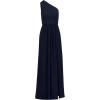 Adrianna Papell Floral Print Chiffon Gown with One Shoulder Neckline(Midnight)