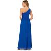 Adrianna Papell Floral Print Chiffon Gown with One Shoulder Neckline(Violet Cobalt)