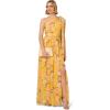 Adrianna Papell Floral Print Chiffon Gown with One Shoulder Neckline(Yellow Multi)