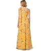 Adrianna Papell Floral Print Chiffon Gown with One Shoulder Neckline(Yellow Multi)