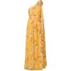 Adrianna Papell Floral Print Chiffon Gown with One Shoulder Neckline(Yellow Multi)