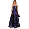 Adrianna Papell Strapless Floral Mikado Illusion Ballgown
