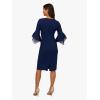 Adrianna Papell Stretch Knit Crepe Sheath Dress with Tiered Organza Bell Sleeve Navy Sateen 16
