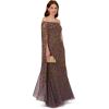 Adrianna Papell Women’s Bead Cape Long Dress(Moonscape)