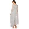 Adrianna Papell Womens Beaded Cape Long Dress(Glacier)