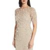 Adrianna Papell Womens Beaded Cocktail Dress(Biscotti)