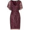 Adrianna Papell Women’s Beaded Dolman Sleeve Dress(Deep Amethyst)