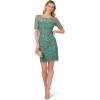 Adrianna Papell Women’s Beaded Floral Short Dress(Green Slate)