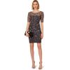 Adrianna Papell Women’s Beaded Floral Short Dress(Gunmetal)