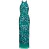Adrianna Papell Women’s Beaded Halter Long Dress(Exotic Jade)