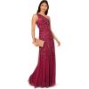 Adrianna Papell Womens Beaded Mesh Long Dress(Shiraz)