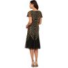 Adrianna Papell Womens Beaded Mesh Midi Dress(Black/Gold)