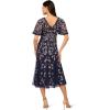Adrianna Papell Womens Beaded Mesh Midi Dress(Light Navy)