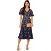 Adrianna Papell Womens Beaded Mesh Midi Dress(Light Navy)