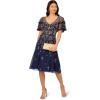 Adrianna Papell Womens Beaded Midi Dress(Navy Multi)