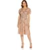 Adrianna Papell Womens Beaded Midi Dress(Rose Gold)