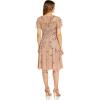 Adrianna Papell Womens Beaded Midi Dress(Rose Gold)