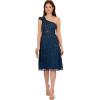 Adrianna Papell Women’s Beaded One Shoulder Dress(Deep Blue)