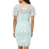 Adrianna Papell Womens Beaded Short Dress(Icey Sage/Ivory)