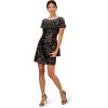 Adrianna Papell Womens Beaded Short Sleeves Dress(Black/Ivory)
