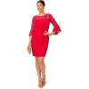 Adrianna Papell Womens Bell Sleeve Jersey Drape Dress(Hot Ruby)