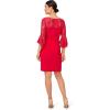 Adrianna Papell Womens Bell Sleeve Jersey Drape Dress(Hot Ruby)